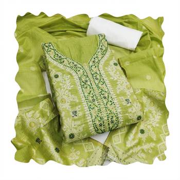 Green color smart and ethnic bnarasi cotton salwar kameez 2
