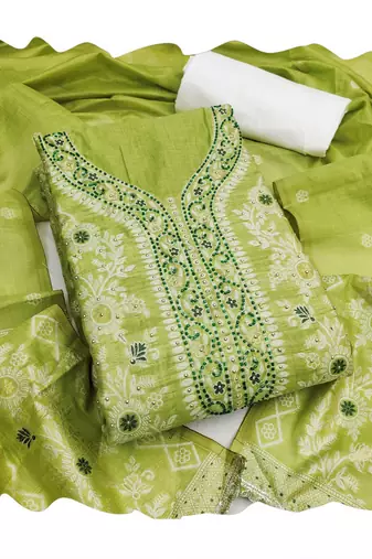 Green color smart and ethnic bnarasi cotton salwar kameez