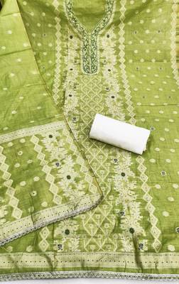 Green color smart and ethnic bnarasi cotton salwar kameez 3