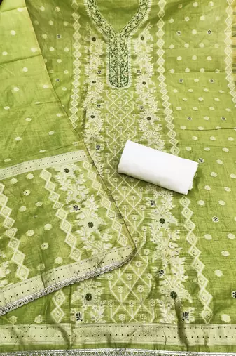 Green color smart and ethnic bnarasi cotton salwar kameez