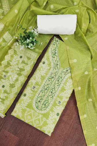 Green color smart and ethnic bnarasi cotton salwar kameez