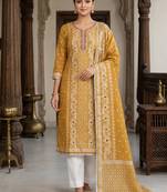 Mustard color smart and ethnic bnarasi cotton salwar kameez