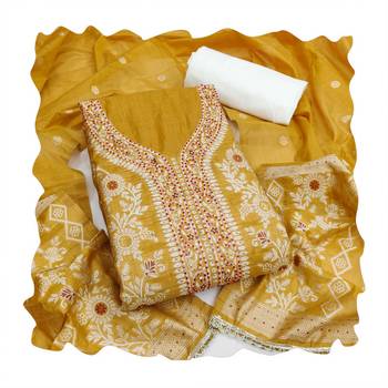 Mustard color smart and ethnic bnarasi cotton salwar kameez 2