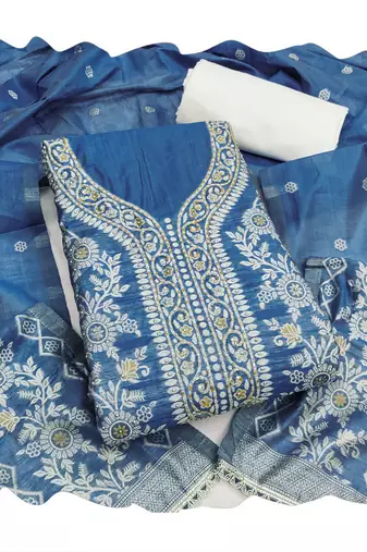 Blue color smart and ethnic bnarasi cotton salwar kameez