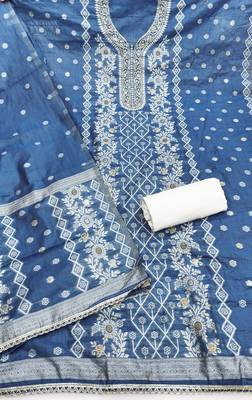 Blue color smart and ethnic bnarasi cotton salwar kameez 3