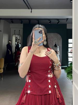Maroon Navratri Lehenga Choli Set with Koti & 14 Meter Flair 3