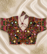 Heavy kutchi embroidered blouse with real mirrors & shells