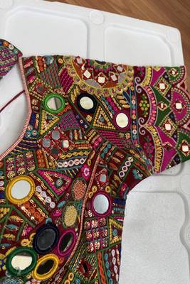 Heavy kutchi embroidered blouse with real mirrors & shells 3