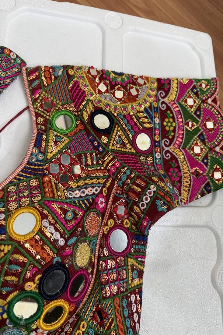 Heavy kutchi embroidered blouse with real mirrors & shells