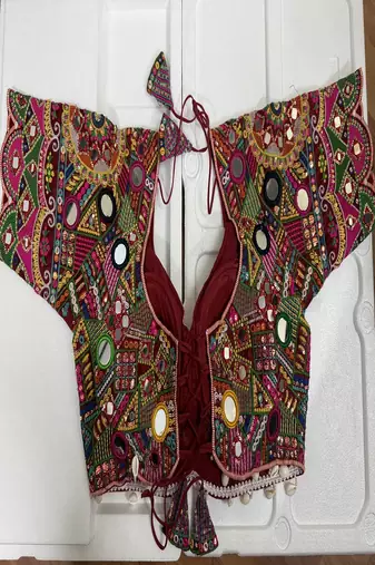 Heavy kutchi embroidered blouse with real mirrors & shells