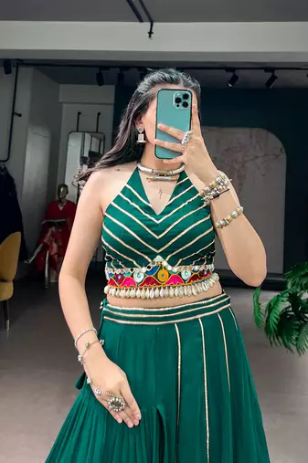 Navratri Special Gamthi Work Lehenga with Blouse