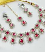 Rani necklace set with earrings & maang tikka | kundan & agate stone | lekar gold plating