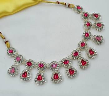 Rani necklace set with earrings & maang tikka | kundan & agate stone | lekar gold plating 2