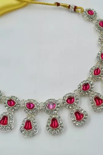 Rani necklace set with earrings & maang tikka | kundan & agate stone | lekar gold plating