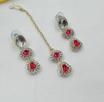 Rani necklace set with earrings & maang tikka | kundan & agate stone | lekar gold plating 3