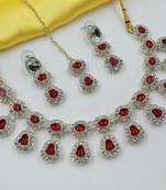Maroon necklace set with earrings & maang tikka | kundan & agate stone | lekar gold plating