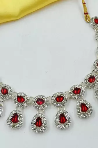 Maroon necklace set with earrings & maang tikka | kundan & agate stone | lekar gold plating