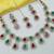 Maroon green necklace set with earrings & maang tikka | kundan & agate stone | lekar gold plating