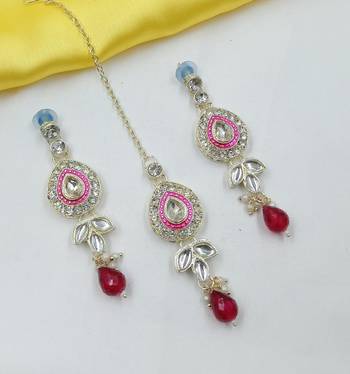 Multi set with earrings & maang tikka | kundan & agate stone | lekar gold plating 3