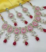 Rani set with earrings & maang tikka | kundan & agate stone | lekar gold plating