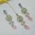 Pink pista set with earrings & maang tikka | kundan & agate stone | lekar gold plating