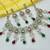 Maroon green set with earrings & maang tikka | kundan & agate stone | lekar gold plating