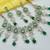 Green set with earrings & maang tikka | kundan & agate stone | lekar gold plating