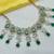 Green set with earrings & maang tikka | kundan & agate stone | lekar gold plating