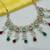 Maroon green set with earrings & maang tikka | kundan & agate stone | lekar gold plating