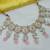 Pink necklace set with earrings & maang tikka | kundan & agate stone | lekar gold plating