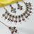 Majanta color necklace set with earrings & maang tikka | kundan & agate stone | lekar gold plating