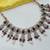 Majanta color necklace set with earrings & maang tikka | kundan & agate stone | lekar gold plating