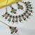 Maroon green color necklace set with earrings & maang tikka | kundan & agate stone | lekar gold plating