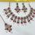Rani color necklace set with earrings & maang tikka | kundan & agate stone | lekar gold plating