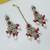 Rani color necklace set with earrings & maang tikka | kundan & agate stone | lekar gold plating