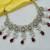 Maroon green set with earrings & maang tikka | kundan & agate stone | lekar gold plating