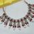 Rani color necklace set with earrings & maang tikka | kundan & agate stone | lekar gold plating