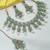 Pista color necklace set with earrings & maang tikka | kundan & agate stone | lekar gold plating