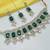 green color necklace set with earrings & maang tikka | kundan & agate stone | lekar gold plating