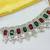Maroon green color necklace set with earrings & maang tikka | kundan & agate stone | lekar gold plating