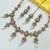 Pista pink color necklace set with earrings & maang tikka | kundan and agate stone | antique gold plating