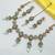 Pista color necklace set with earrings & maang tikka | kundan and agate stone | antique gold plating
