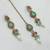 Pista color necklace set with earrings & maang tikka | kundan and agate stone | antique gold plating
