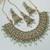 Pista color necklace set with earrings & maang tikka | kundan and agate stone | antique gold plating