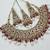 Maroon color necklace set with earrings & maang tikka | kundan and agate stone | antique gold plating