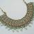 Pista color necklace set with earrings & maang tikka | kundan and agate stone | antique gold plating