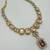 Magenta color necklace set with earrings & maang tikka | kundan and agate stone | antique gold plating