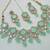 Pista color necklace set with earrings & maang tikka | kundan & agate stone | lekar gold plating