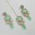 Pista color necklace set with earrings & maang tikka | kundan & agate stone | lekar gold plating