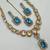 Firoza color necklace set with earrings & maang tikka | kundan and agate stone | antique gold plating